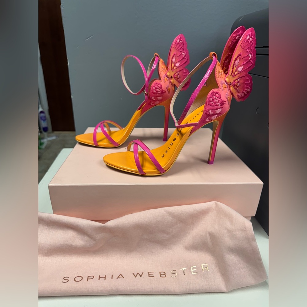 Sophia Webster Vibrant Pink and Yellow Heels - Picture 4 of 13
